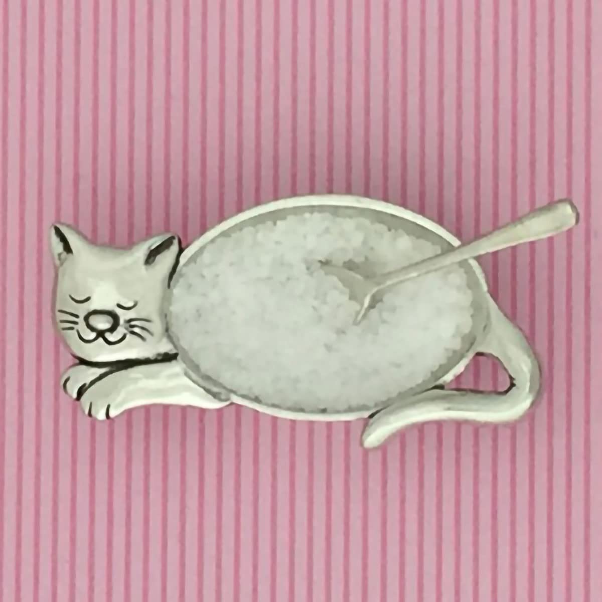 Basic Spirit Cat Salt Bowl with Spoon Pewter Cellar Container for Spices Snacks Side Dishes Pet Animal Lover Gift
