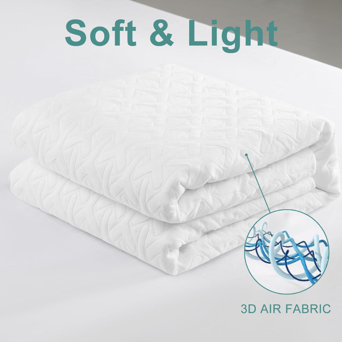 MERITLIFE Premium Waterproof King Size Mattress Protector Cooling 4D King Mattress Cover Breathable Deep Pocket Mattress Pad Machine Washable Noiseless Quiet (White,King 78"x80")