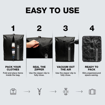Travel Vacuum Storage Bags with Portable Pump, 3 Pcs IP68 Reusable Extra Large Compression Storage Bags, Space Saver for Clothes, Blanket, Comforter, Fits 20-28 Inch Suitcase, Holds Up to 50+ Items