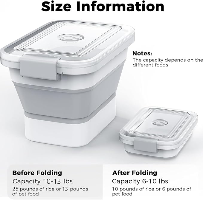 10-13 Lbs Dog Food Storage Container, Collapsible Dog Food Container