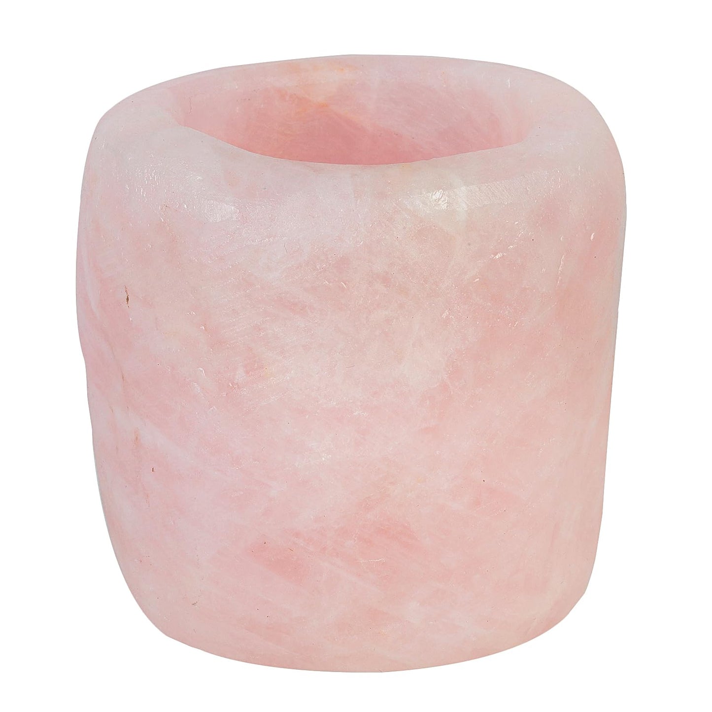 rockcloud Natural Raw Rose Quartz Taper Tea Light Candle Holder Air Plant Holder Healing Stone Home Decoration Figurine