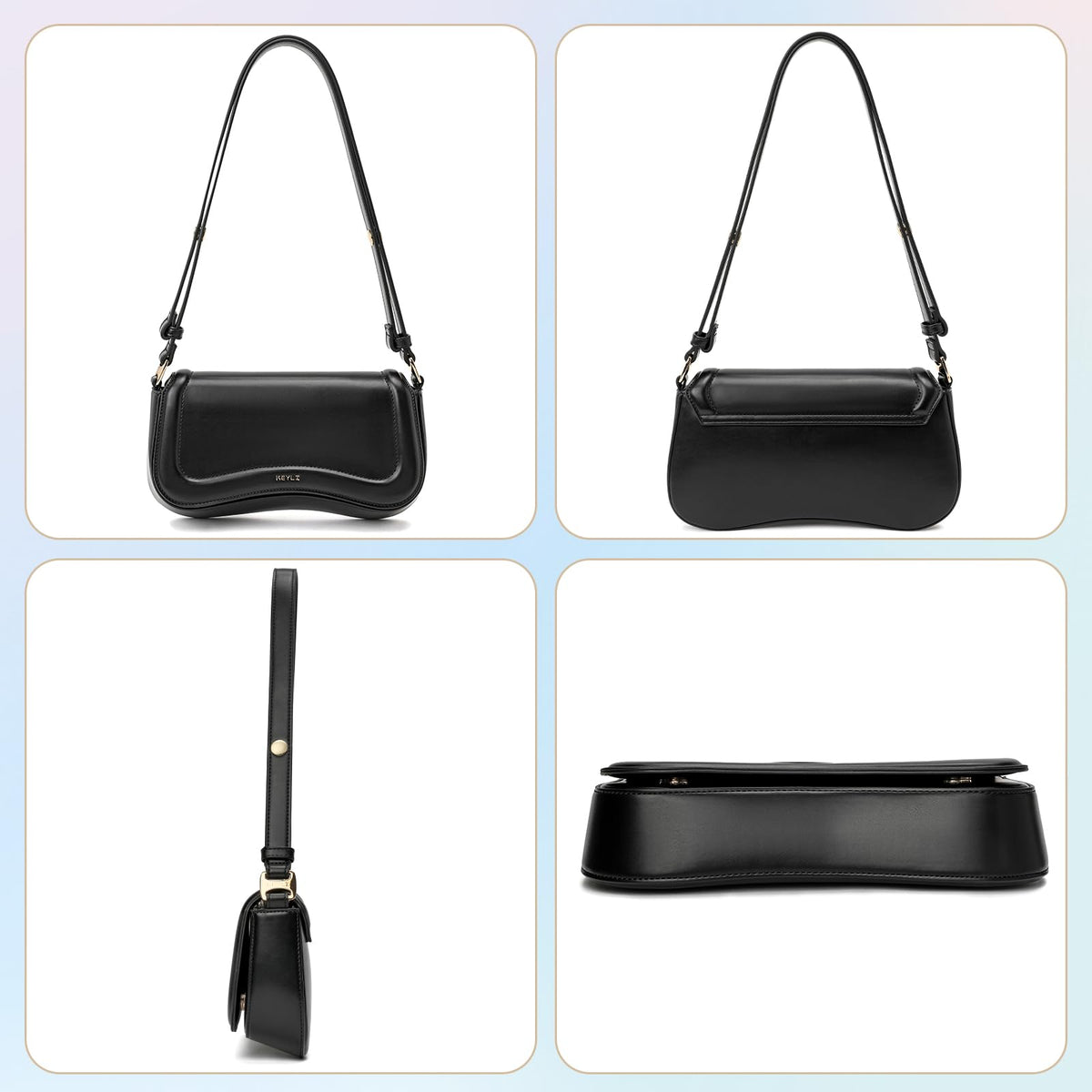 Keyli Shoulder Bag for Women mini Crossbody Purses Retro Classic Handbag Waterproof Vegan Leather Clutch Tote Hobo Purse Designer Bags with Adjustable Strap Black