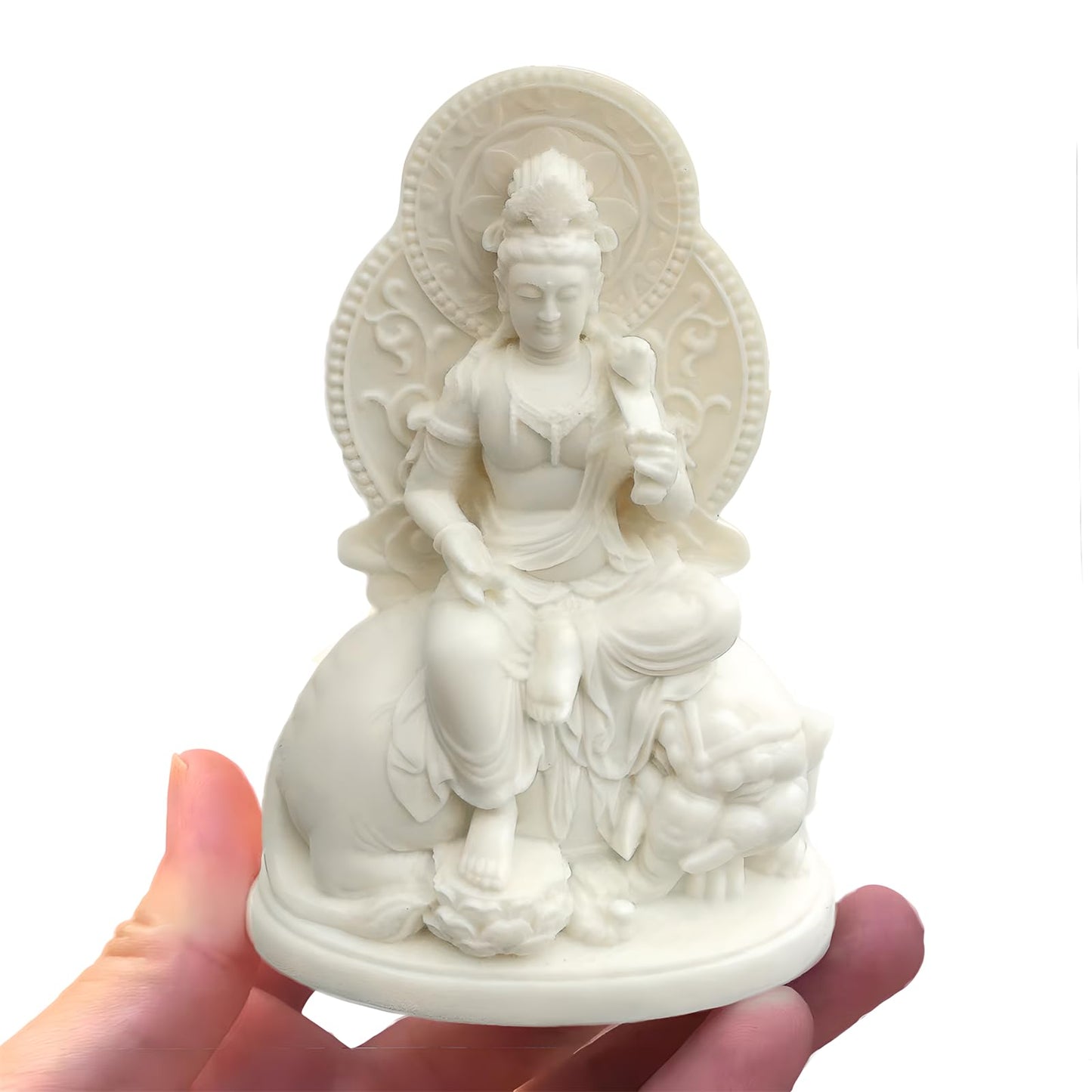 Hormsdar Ivory Fruit Samantha Bodhisattva Sculpture for Home Office Car Feng Shui Décor and Thoughtful Zen Ornamnt Gifting