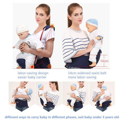 Ergonomic Hipseat Baby Carrier, Waist Stool Seat for Carrying Baby Toddlers, Light Weight and Labor Saving-Blue