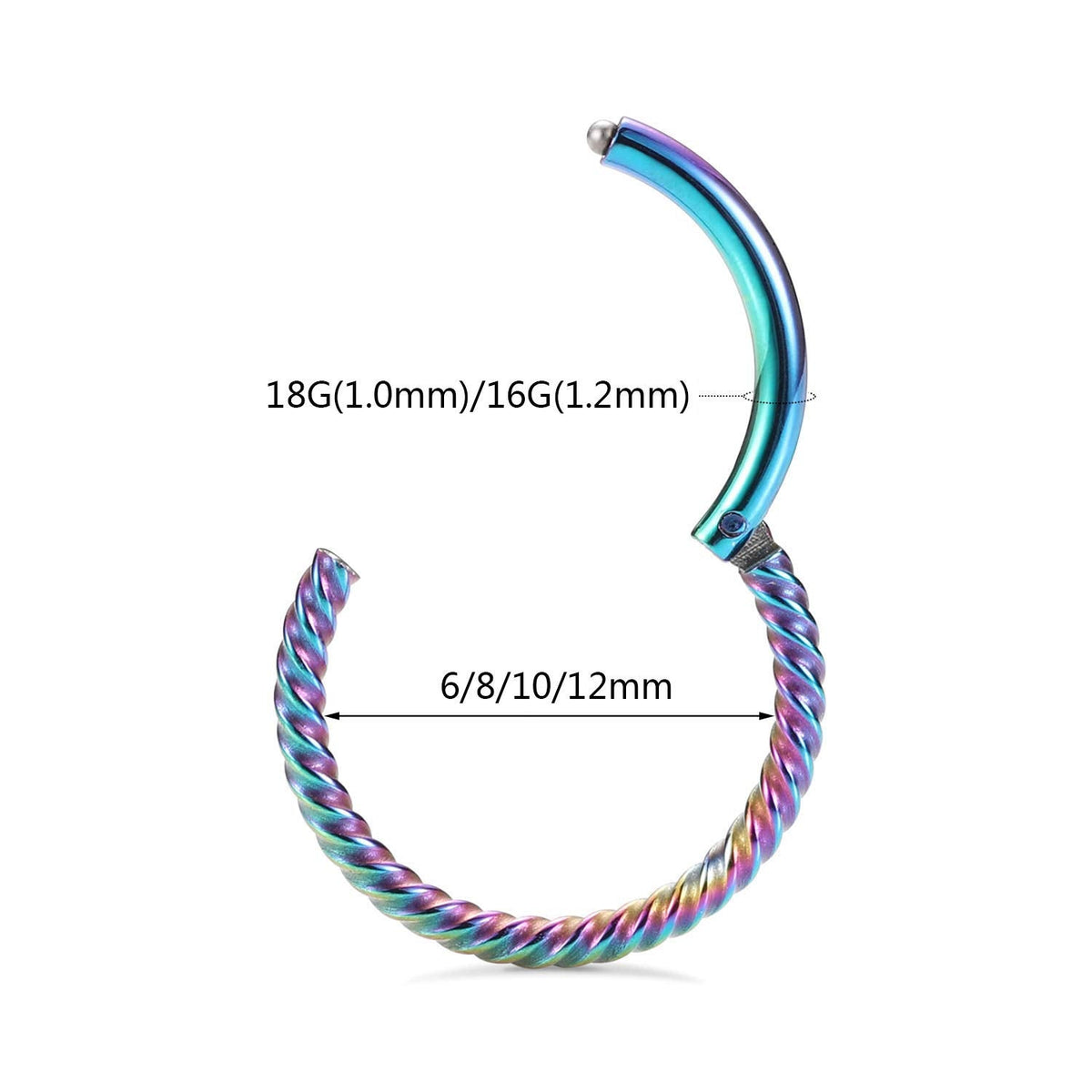 8mm Septum Ring Septum Jewelry Seamless Septum Clicker Nose Rings 18 Gauge Nose Ring Hoop 18g Rainbow Cartilage Earring Lip Rings Nose Hoop Surgical Steel Helix Earrings Nose Piercing Jewelry