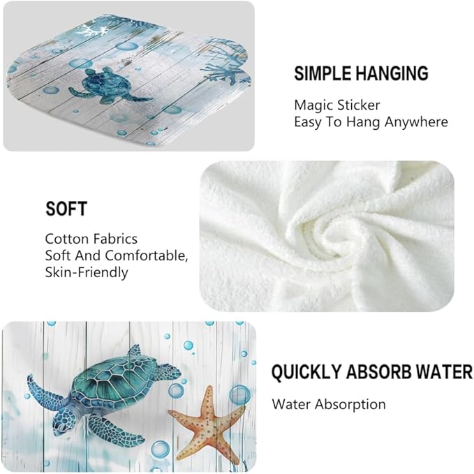 Sea Turtle Hand Towels Set of 2 Breathable Ocean Beach Hand Towels Highly