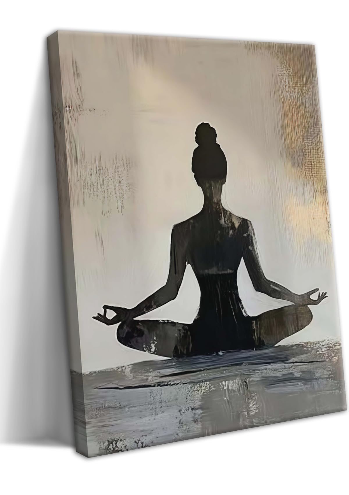 Framed Yoga Meditation Canvas Wall Art Minimalist Zen Silhouette Print Spiritua Mindfulness Painting Poster for Living Room Bedroom Yoga Studio Meditation Room Décor12x16 Inches