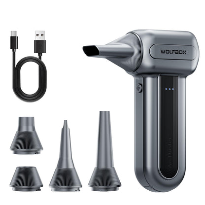 WOLFBOX MF70 Compressed Air Duster-110000 RPM Electric Air Duster with Extended Runtime, 3-Speed Rechargeable Air Blower for Keyboard, Computer, Camera, Car, Home, 5 Nozzles