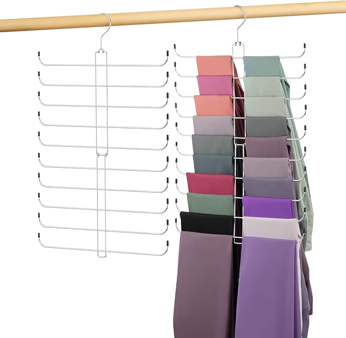 2 Pack Leggings Hangers for Closet, Metal Yoga Pant Legging Organizer Holds 40