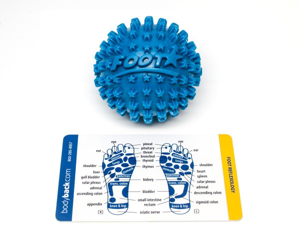 Body Back Foot Star® Massager Ball and Plantar Fasciitis Roller - Soothe Foot Stress, Discomfort, Aches, & Tightness (2-Inch, Blue)