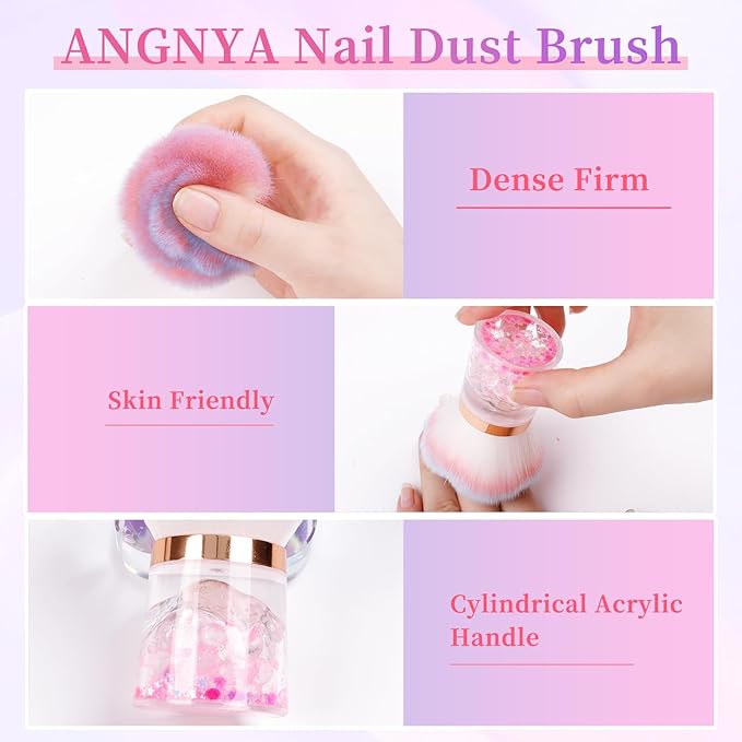 ANGNYA Nail Dust Brush, Rose Nail Art Dust Powder Remover Brush