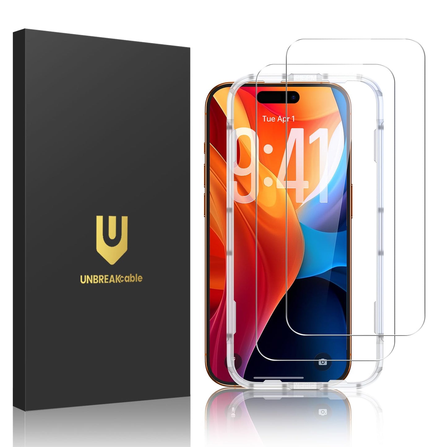 UNBREAKcable 2-Pack Screen Protector for iPhone 16e/13/13 Pro/14, Double Shatterproof Tempered Glass [Easy Installation] [9H Hardness] [99.99% HD] [Case Friendly] for Apple 13 Pro/13/14/16e 6.1 inch