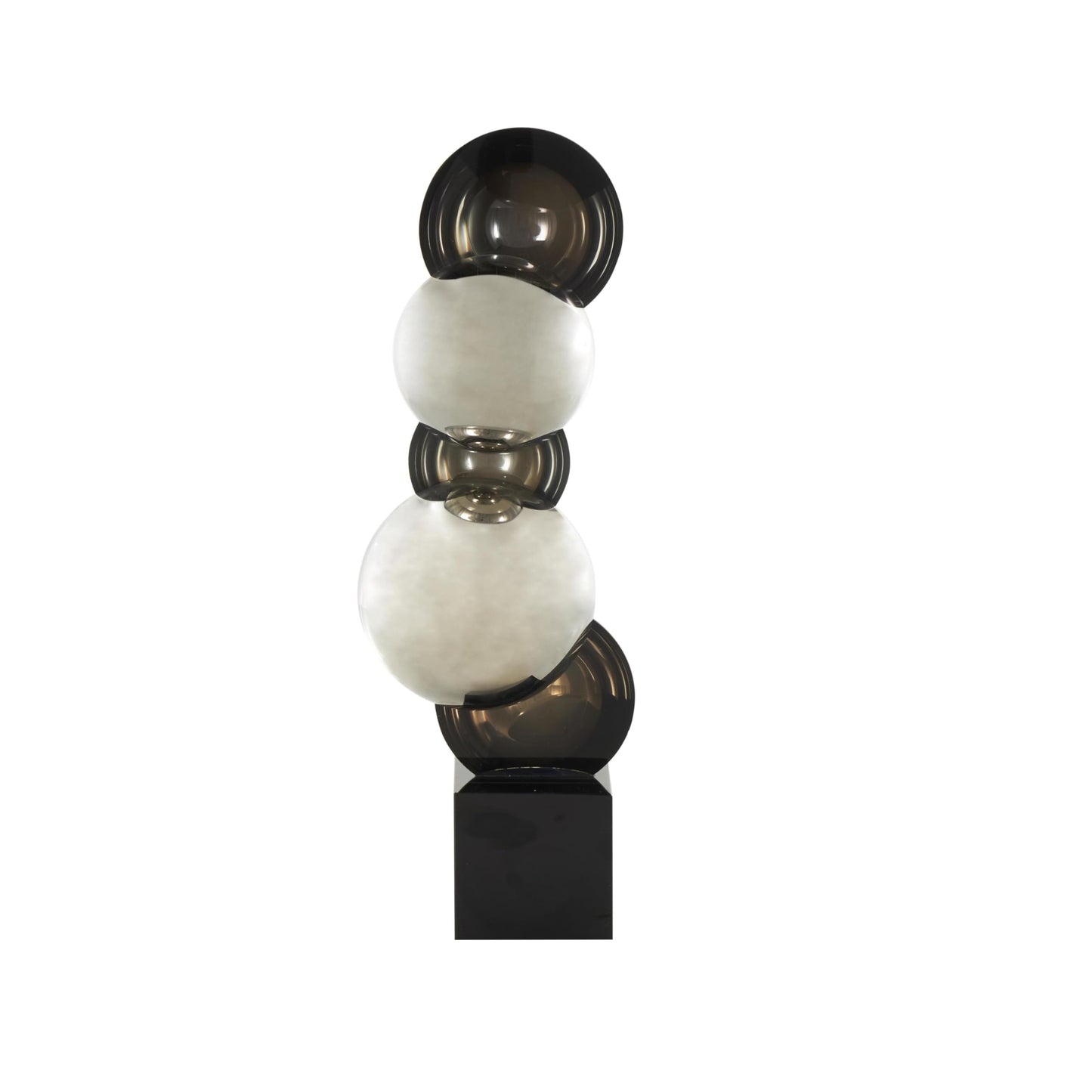 Deco 79 Glass Abstract Decorative Sculpture Stacked Orb Home Decor Statue with Black Base, Accent Figurine 5" x 4" x 16", Black