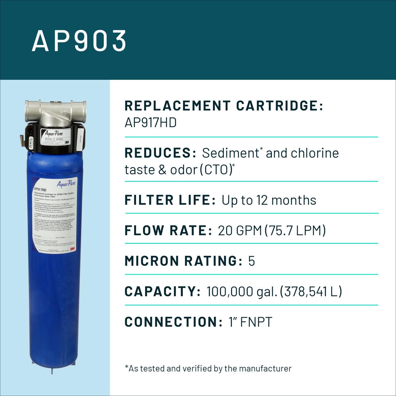 3M Aqua-Pure Whole House Sanitary Quick Change Water Filter System AP903, Reduces Sediment, Chlorine Taste and Odor, Heavy Duty, 100,000 Gallon
