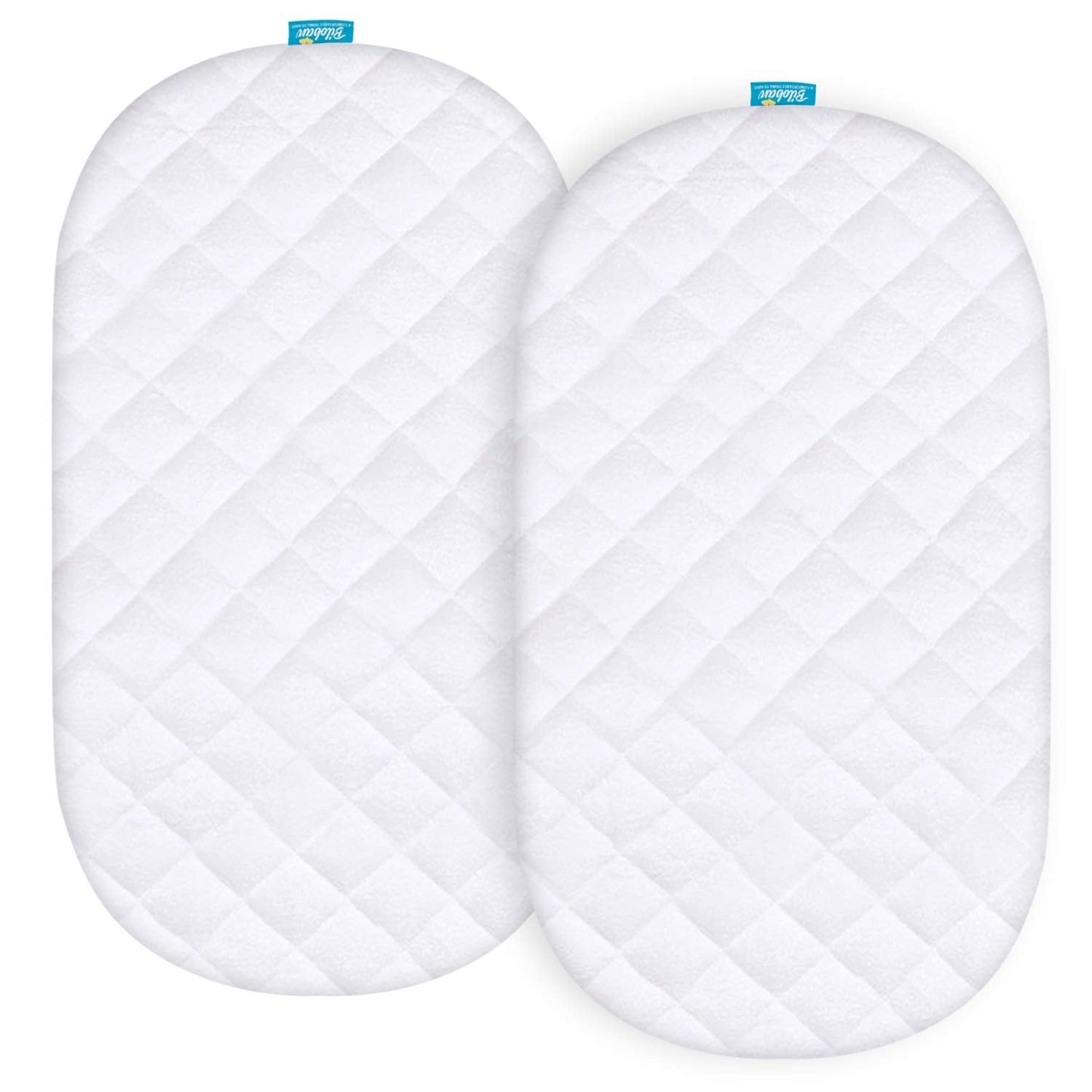 Waterproof Mattress Protector, Quilted Mattress Cover for Moses Basket Mattress & Silver Cross Stroller Bassinet Mattress, 2 Pack, Ultra Soft Surface, White