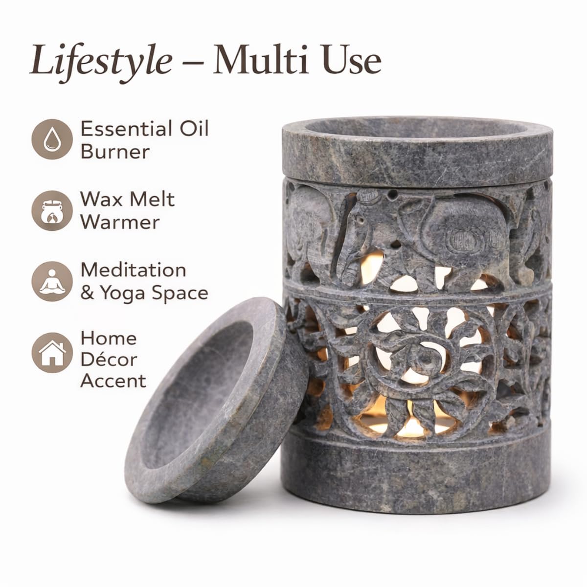 KC KULLICRAFT Marble Soapstone Candle Tea Light Holder