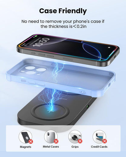 TAMOXI Wireless Charger, 10W Max Dual Charging Pad for iPhone 17/16/15/14/13/12/11/XR/X/8, Airpods 4/3/2/Pro, Samsung Galaxy S25/S24/S23/S22/S21, QC 24W Adapter, Charging Adapter