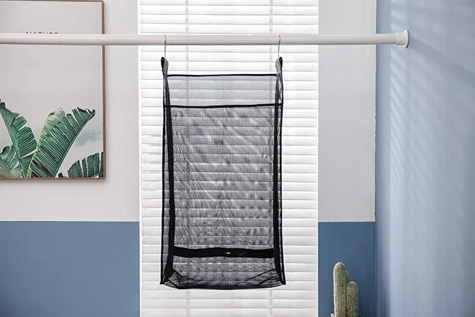 Jelier Hanging Breathable Mesh Laundry Hamper Basket, Portable Heavy Duty