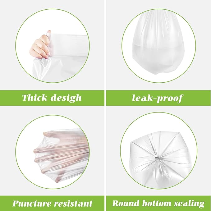 8 Gallon 200 Counts Unscented Medium Trash Bags, Fit 7, 10 Gal Garbage Bags by