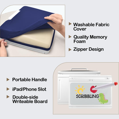 Nauttxon Lap Desk with Storage Cushion - Washable Portable Writing Lap Desk for Laptop with iPad Slot Magnetic WhiteBoard for Home Office Couch Bed - Fits Up to 15.6 Inch Laptop