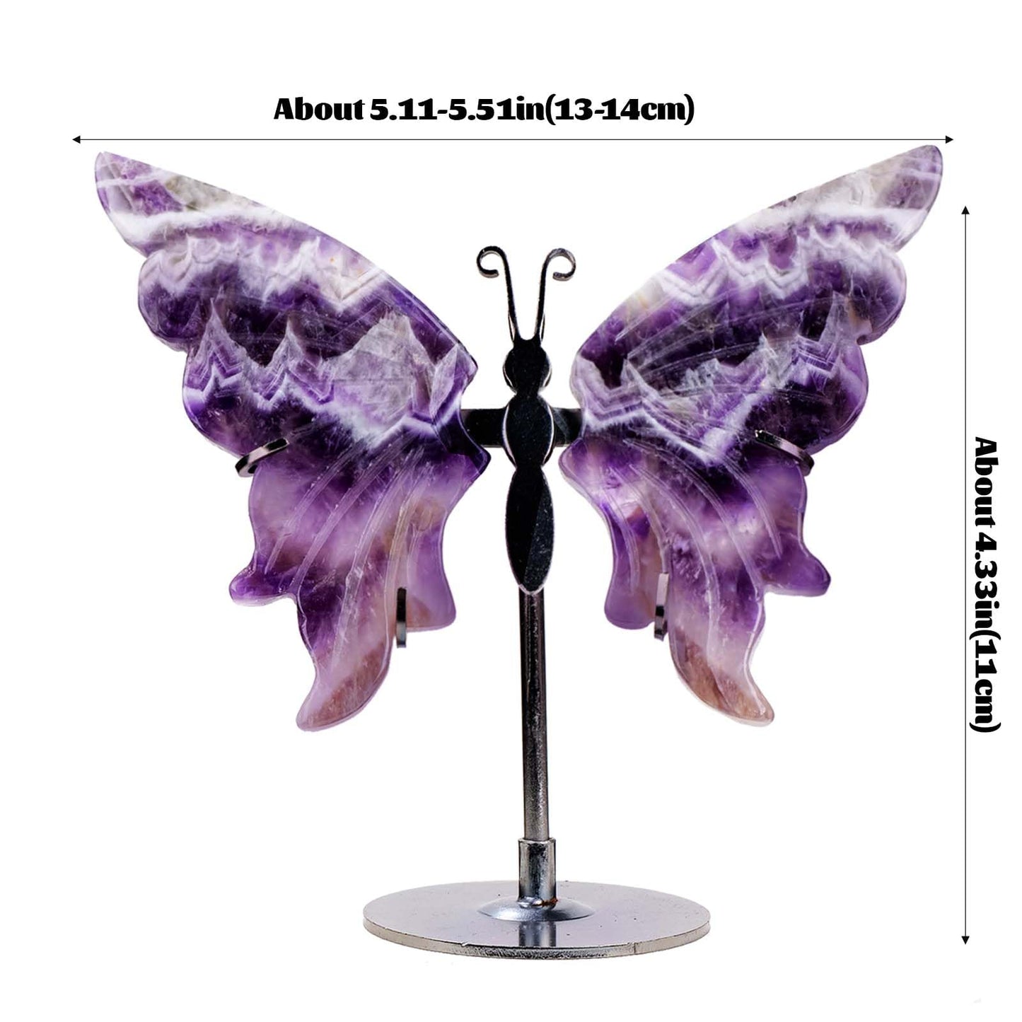 Natural Crystal Butterfly Statue Genuine Crystal Figurine Ornament, Amethyst Agate Wings, Home Office Tabletop Decor (Amethyst)