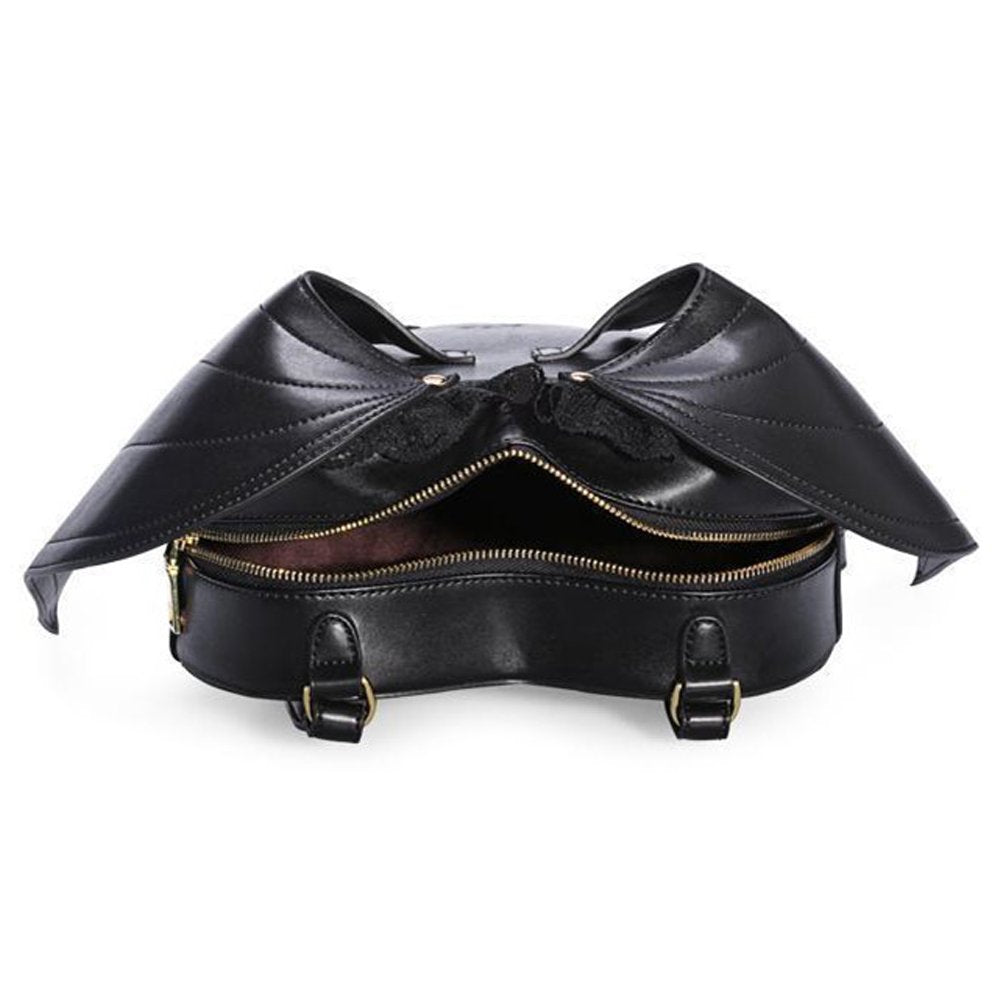 NEEVAS Fashion Girl Gothic Black Bat Heart Wings Backpack Goth Punk Lace Wing Bag