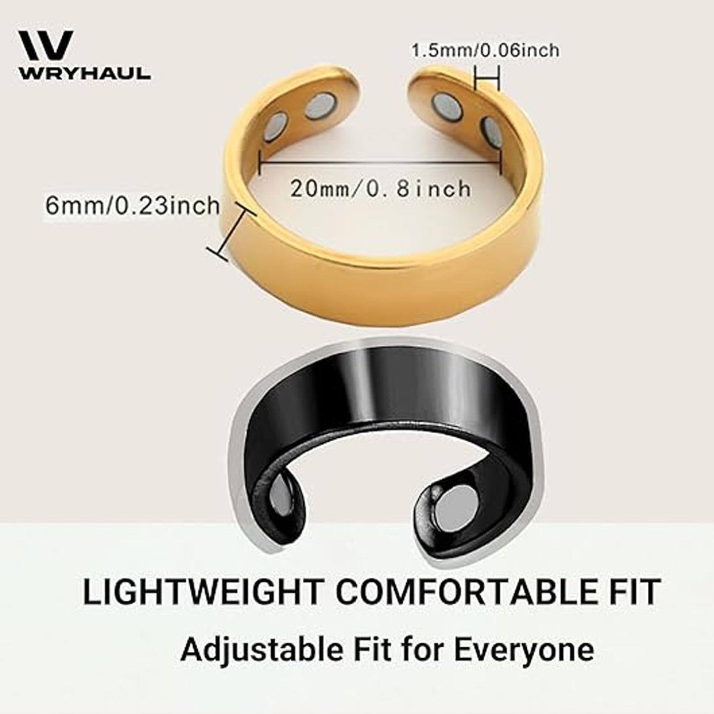 Wryhaul Vayro Magnetic Ring for Women and Men, Vayro Adjustable Open Lightweight Water-Resistant Vitality Rings (4PCS-A)