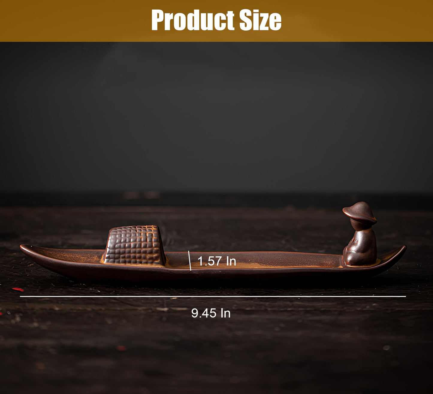 LamChyar Incense Stick Holder, Incense Holder for Insence Sticks, Tray for Incense Ash, Ceramic Crafts, Chinese Classical Boat Design, Home Décor, Best for Meditation, Yoga, Home, Office