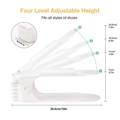 Neprock Shoe Slots Organizer, 20 Pack Adjustable Shoe Rack Stacker Storage Space Saver, Double Deck Shoe Rack Holder for Closet Organization (White)