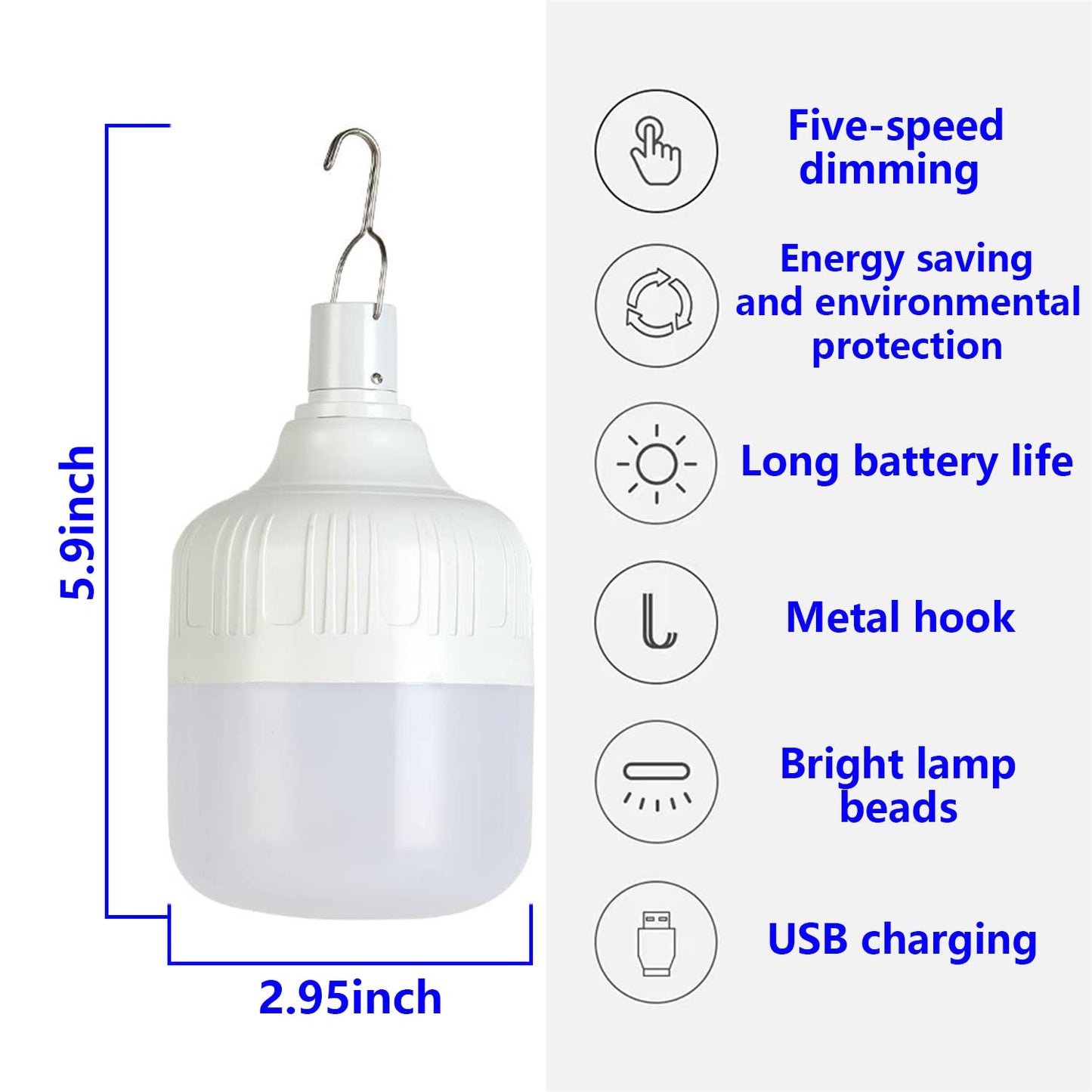 2Pcs Camping Lights,Emergency Lantern LED Work Light Bulb USB Rechargeable Lighting,30W 2000 Lumens,Portable Tent Light for Camping, Patio,Garden,BBQ,Hiking,Fishing. with Remote Control