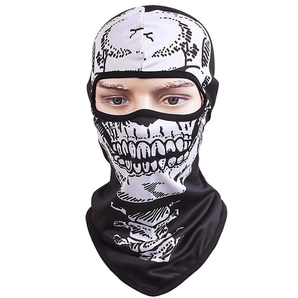 TClian Skull Mask Balaclava Ghost Skeleton Bandana Motorcycle Full Face Mask Military Tactical Airsoft Masks Halloween Mask (Skull-02)