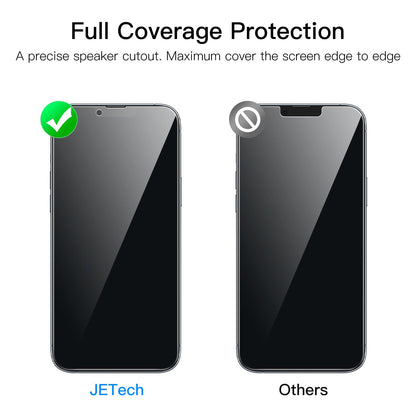 JETech Privacy Full Coverage Screen Protector for iPhone 16e 2025, iPhone 13/13 Pro 6.1-Inch, Anti-Spy Tempered Glass Film, Edge to Edge Protection Case-Friendly, 2-Pack