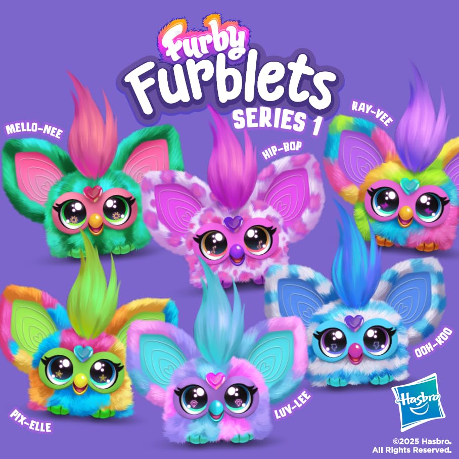 Furby Furblets - Series 1 Collectible - Ray-Vee Mini Electronic Plush Toy with Sounds for Kids, Interactive Talking Collectible, Soft to the Touch