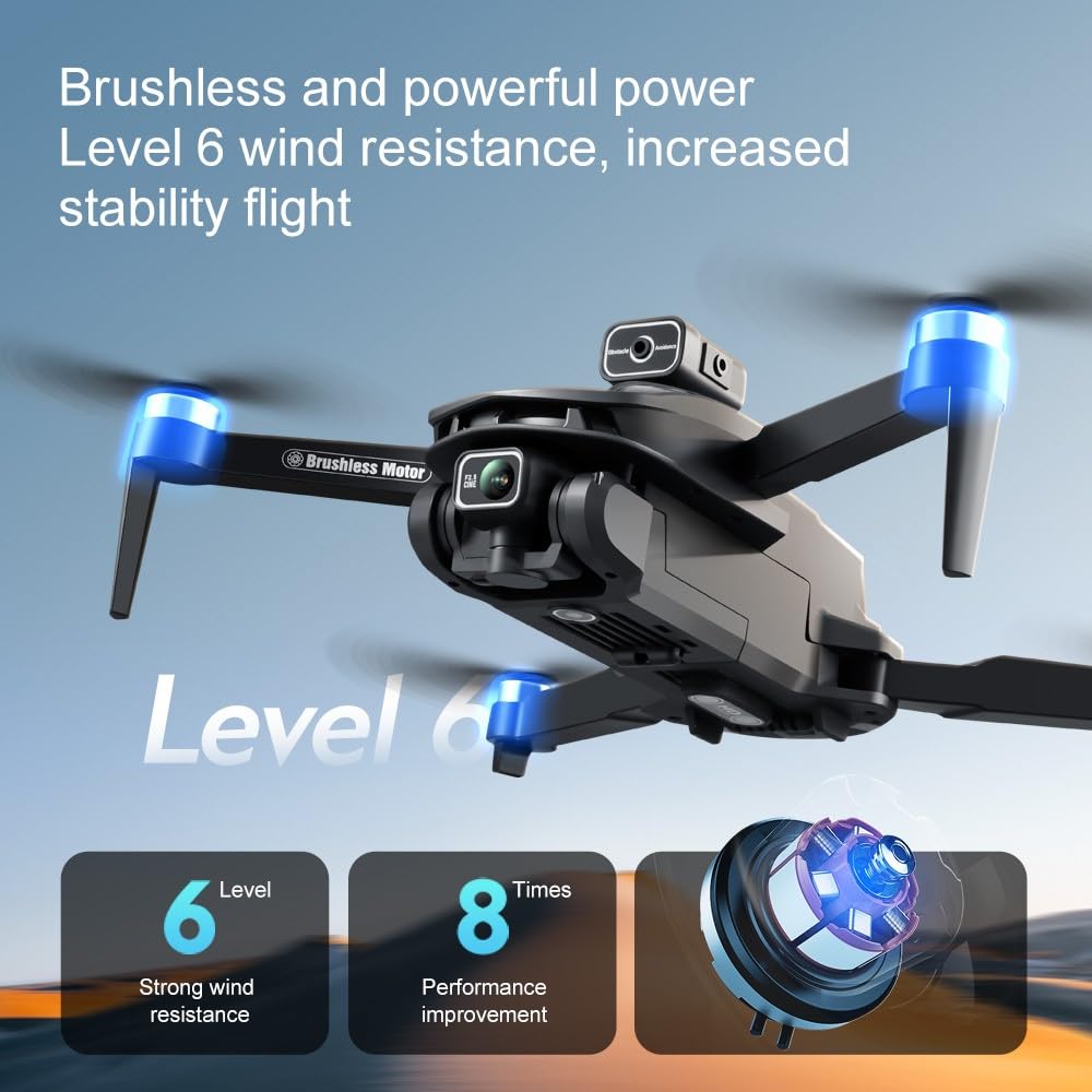 CVCBSER Drone for Adults with 1080P Camera, 4.5" LCD 8K HD Screen Control, GPS Auto Return Four Way Obstacle Avoidance Drones Quadcopter, 5000ft Video Transmission, 44Mins Flight Time