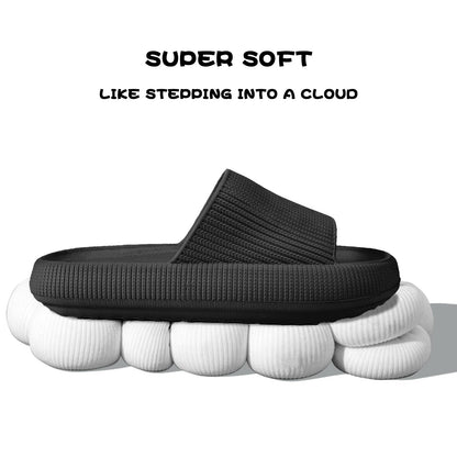 BHFRGAS Sliders Cloud Slippers Women Men，Non-Slip Mens Womens Slippers Cloud Sliders，Soft Flip Flops with Thick Sole for Shower Bathroom Pool Beach，Black, 8-9 UK