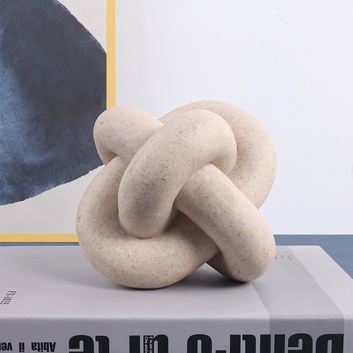 Semeid Handmade Sandstone Geometric Knot Sculpture Decor