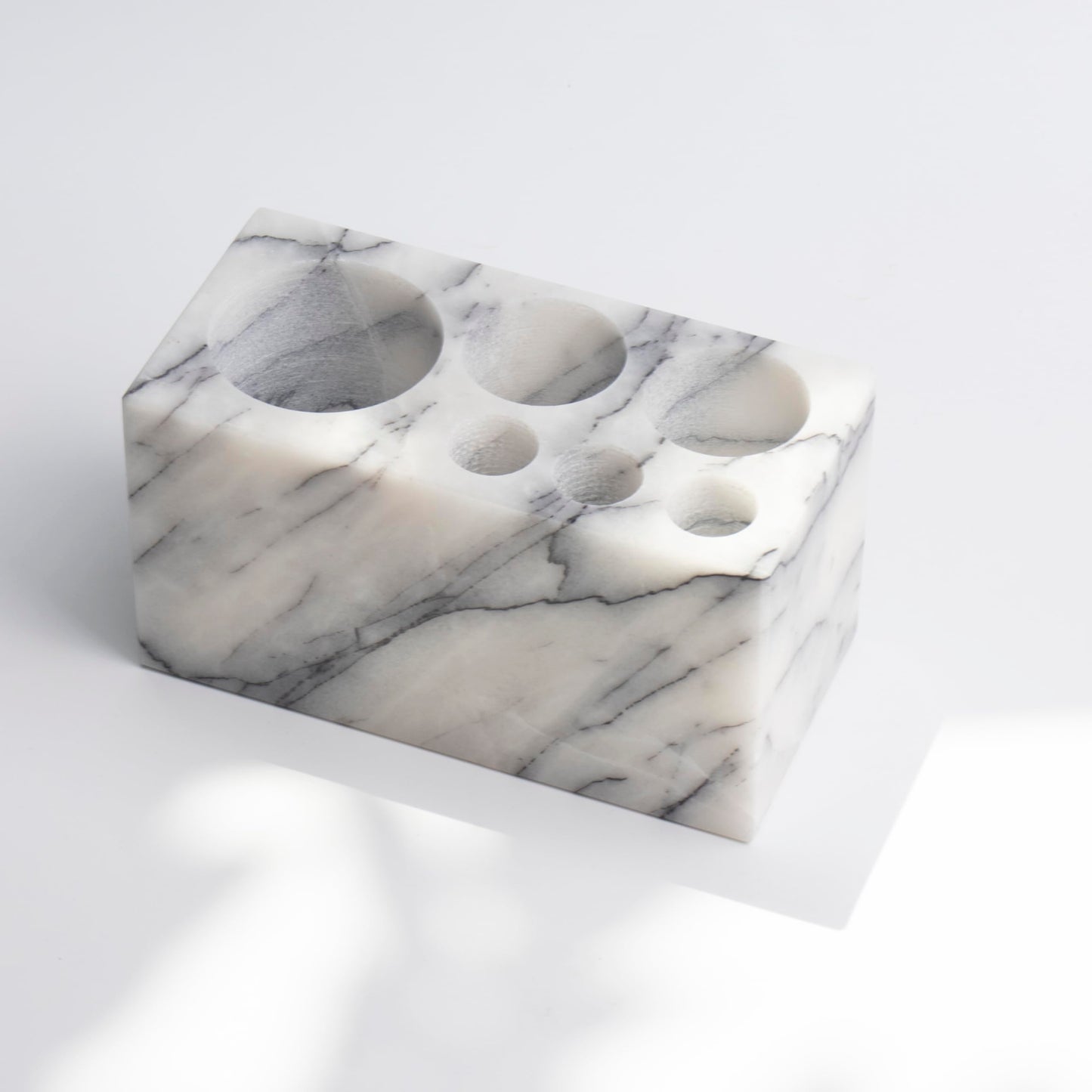 Natural Marble Stone 6-Hole Base Bathroom Holder Storage Rack for Electric Toothbrush/Toothbrush/Toothpaste