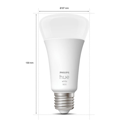 Philips Hue White Smart Light Bulb 100W - 1600 Lumen [E27 Edison Screw] with Bluetooth, Works with Alexa, Google Assistant, Apple Homekit