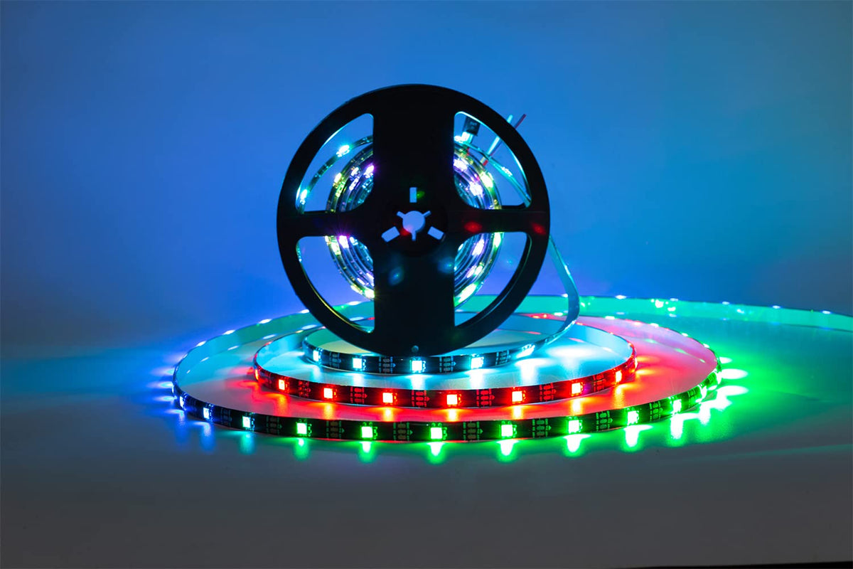 WS2812B LED Strip Individual Addressable Light SMD 30Pixels/m 5050 RGB Pixel Strip DC5V (16.4FT 150LEDS Waterproof IP65, White PCB)