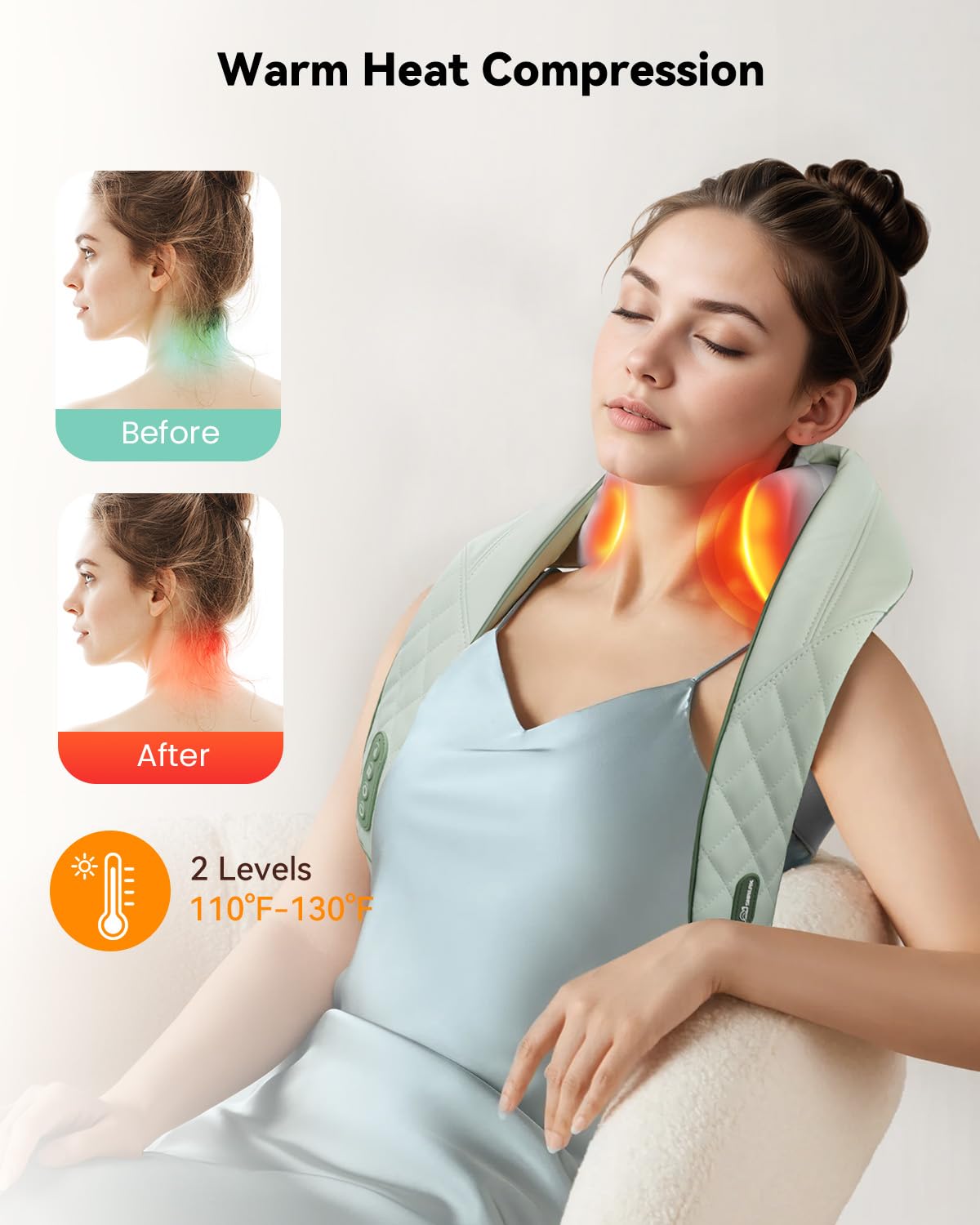 Snailax Neck Massager for Pain Relief Deep Tissue, Neck Massage with Heat, Cordless Massager for Back and Shoulder Pain, Deep Kneading Back Massager, Gift for Mom Dad