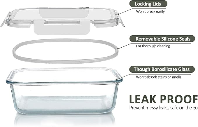 30 Pieces Glass Food Storage Containers