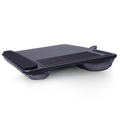 Lap Desks for Adults, Home Office Black Carbon Laptop Lap Desk Stand with Wrist Rest, Mouse Pad & Phone Holder, Cushioned Lap Tray Laptop Stand for Bed & Couch, Fits up to 15.6 Inch Laptops