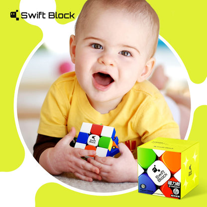 Swift Block 355S 3x3 Magnetic Speed Cube, Professional Magic Cube with 48 Magnets Fast Smooth Turning, Adjustable Elasticity Solid Durable & Stickerless for Kids and Adult