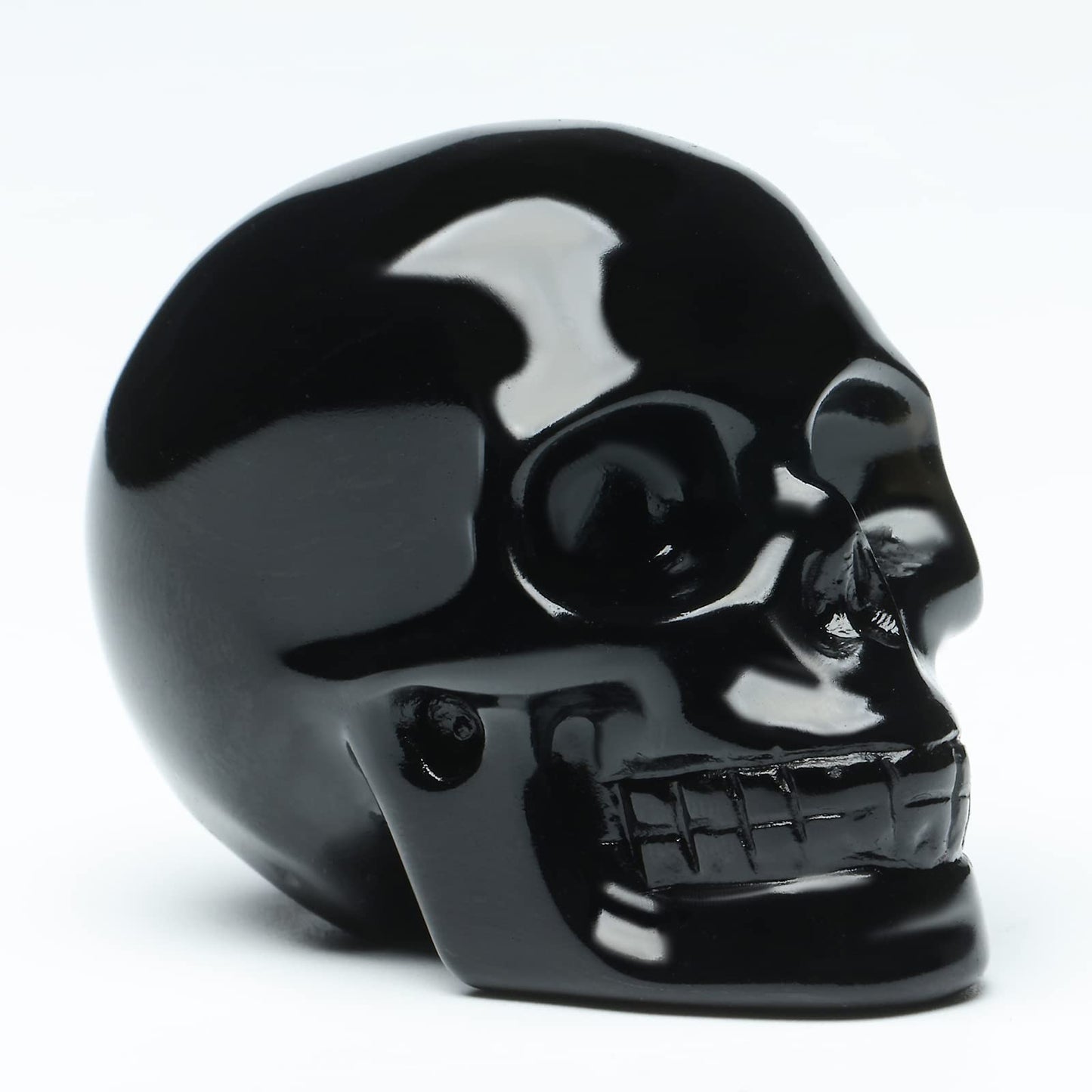 Bmuafry 2''Natural Black Obsidian Crystal Skull Head Hand Carved Reiki Healing Stone Statue Healing Home Office Art Room Decoration
