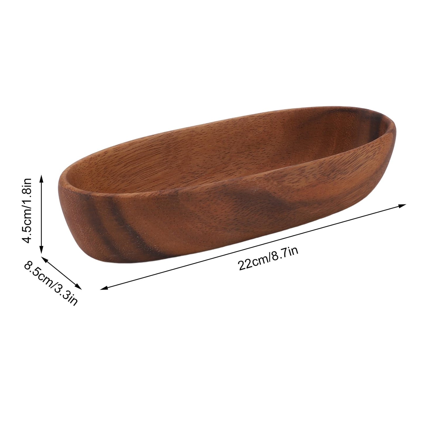 HAOHIZE Handcrafted Decorative Boat Bowl, Rustic Wooden Salad Bowl for Food Bread Fruits Snack Dessert, Coffee Table Tray or Entryway Catchall, Long Oval Design for Modern Farmhouse Decor