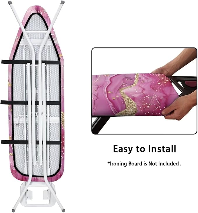 Pink Marble Ironing Board Cover Heat Reflective Anti-dust, Soft Fabric Cover