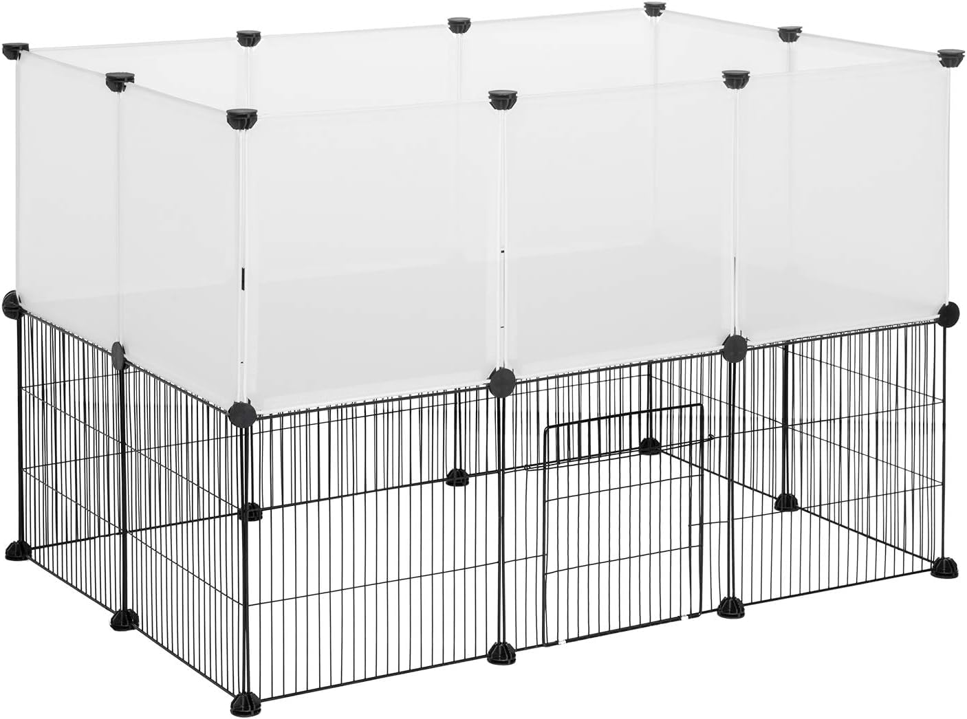 EUGAD Rabbit Playpen Pet Fence with Door, DIY Pet Playpen 20 Panels 35x35cm, 2 Levels Modular Pet Enclosure Fence for Small Animals, Rabbits Exercise Fence,Guinea Pig Cage 107x72x72cm