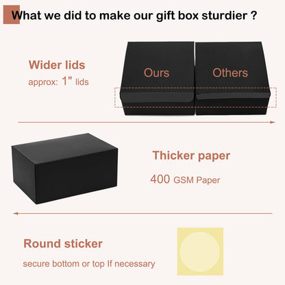 Mcfleet Black Gift Boxes with Lids 9x6x4 Inches 10 Pack Groomsmen Proposal Cardboard Craft Gift Box for Christmas, Wedding, Graduation, Holiday, Birthday Presents Packaging