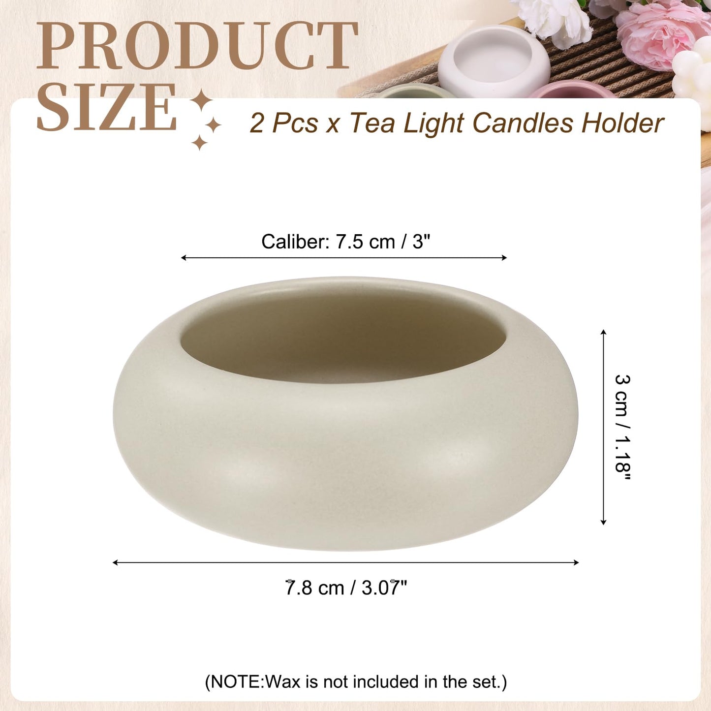 uxcell 2Pcs Pebble Tea Light Candle Holder, 1.2" Height Tealight Candle Holder Handcrafted Ceramic Decorative Calming Home Decor Accent for Table Centerpiece Wedding, Gray