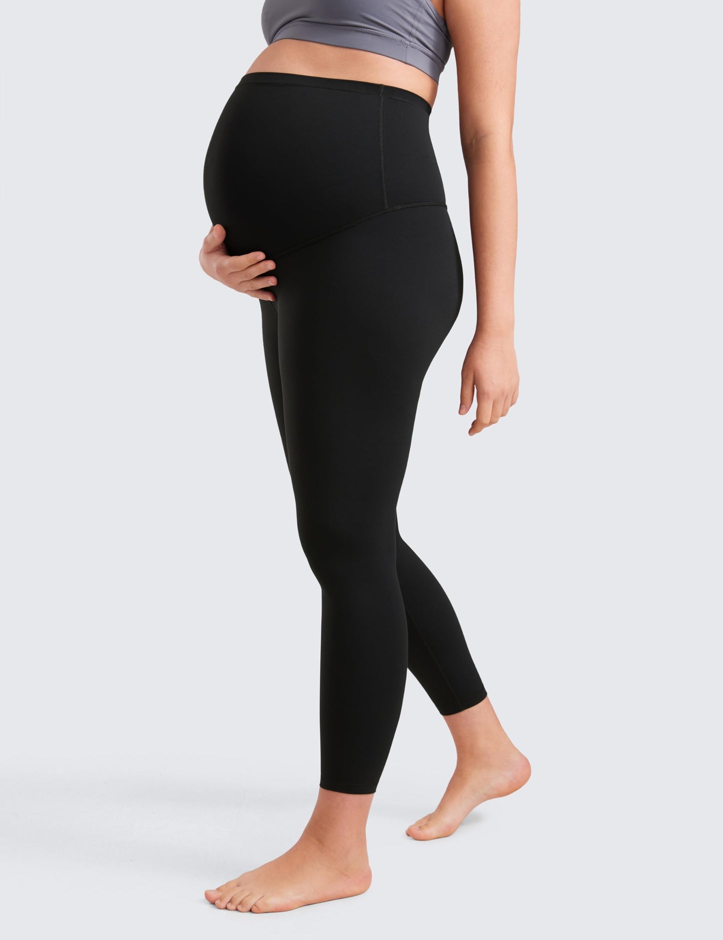 CRZ YOGA Women's Butterluxe 25" Maternity Leggings - Over Bump Workout Leggings Pregnancy Soft Belly Support Yoga Pants Black 10